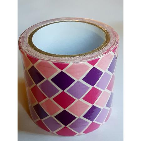 LeuksteWinkeltje masking tape Roze Ruiten M - decoratie washi papier tape - 48 mm x 4 m