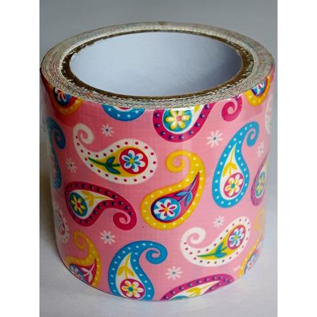 LeuksteWinkeltje masking tape Roze met Bloemen - decoratie washi papier tape - 48 mm x 4 m