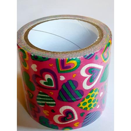 LeuksteWinkeltje masking tape Roze met Hartjes S - decoratie washi papier tape - 48 mm x 4 m