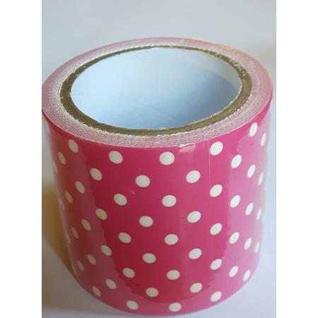 LeuksteWinkeltje masking tape Roze met Stippen L - decoratie washi papier tape - 48 mm x 4 m
