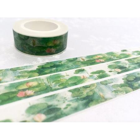 LeuksteWinkeltje masking tape Waterlely - decoratie washi papier tape 15 mm x 10 m