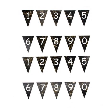 stickers Vlag cijfers zwart met goudspat cadeaustickers sluitzegels cocktailprikkers