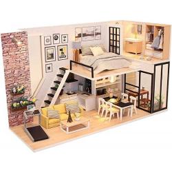Miniatuur Bouwpakket Volwassenen - Mini Appartement - Studio - Modelbouw - Knutselen – Poppenhuis - DIY Dollhouse - LED Verlichting