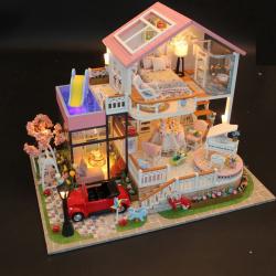 Miniatuur Bouwpakket Volwassenen - villa - Modelbouw - Knutselen – Poppenhuis - DIY Dollhouse - LED Verlichting