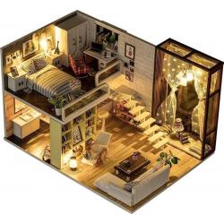 Miniatuur Bouwpakket Volwassenen – Appartement in de stad - Modelbouw – Poppenhuis - DIY Dollhouse – LED verlichting