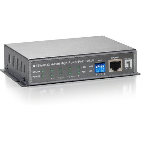 LevelOne FSW-0513Z Fast Ethernet (10/100) Zwart, Grijs Power over Ethernet (PoE)