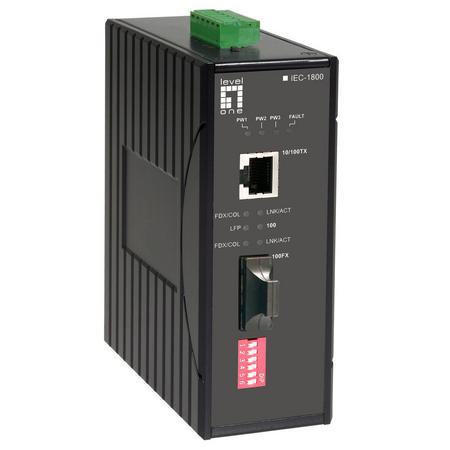 LevelOne IEC-1800 100Mbit/s Multimode Zwart netwerk media converter