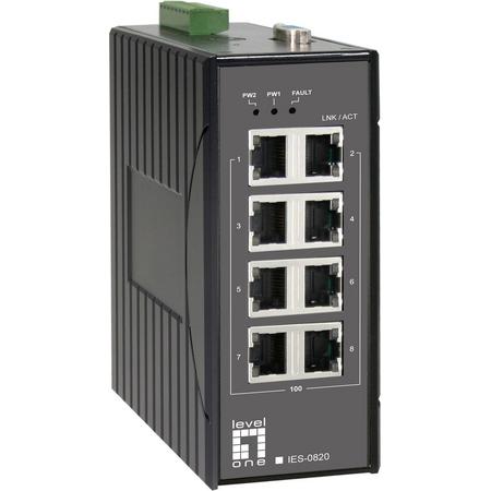 LevelOne IES-0820 Unmanaged Fast Ethernet (10/100) Zwart