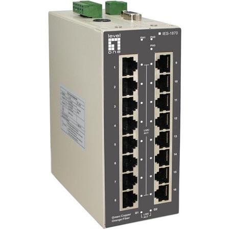 LevelOne IES-1870 Managed Fast Ethernet (10/100) Beige, Grijs