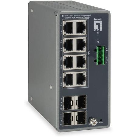 LevelOne IGP-1221 Gigabit Ethernet (10/100/1000) Power over Ethernet (PoE) Grijs