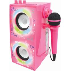 Lexibook Mattel Barbie - Draagbare Bluetooth verlichte luidspreker met microfoon, karaoke, lichteffecten, draadloos, USB, SD-kaart, oplaadbare batterij, roze, BTP180BBZ