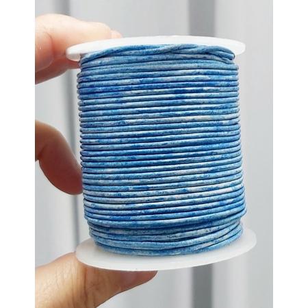 *** Leren Vintage Lichtblauw blauw rond Koord 1.5 mm 5 meter. Echt leer - sieraden maken - leer - koord - leren armband - draad - lederen - knutselen ***