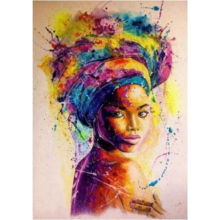 Lienz® Diamond Painting volwassenen 30x40cm – Rond - Afrikaanse Vrouw - Kunst – Pakket Volwassenen en kinderen