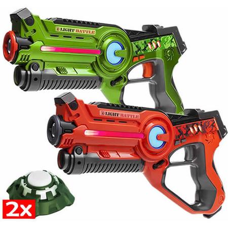 2x Light Battle Active laserpistool inclusief 2 targets - Oranje en groen