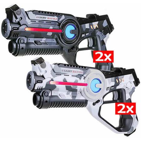 4x Light Battle Active camo lasergun - Lasergame speelgoed -2x Camo grijs en 2x camo wit