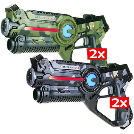 4x Light Battle lasergun - Lasergame pistolen - 2x camo groen en 2x camo grijs