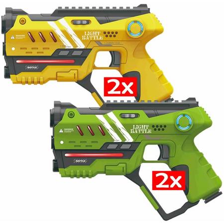 Light Battle Anti-Cheat Lasergame pistolen set - 2x geel en 2x groen