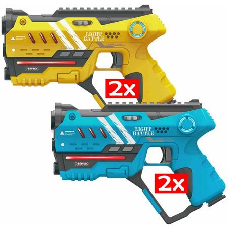 Light Battle Anti-Cheat laserpistolen set - 2x geel en 2x blauw