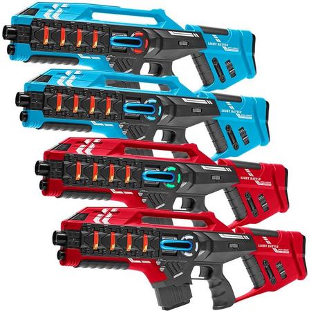 Light Battle Connect Lasergame set - 4x Mega Blaster Rood/Blauw - Laserguns met unieke Anti-Cheat functie - Laser game set voor 4 personen