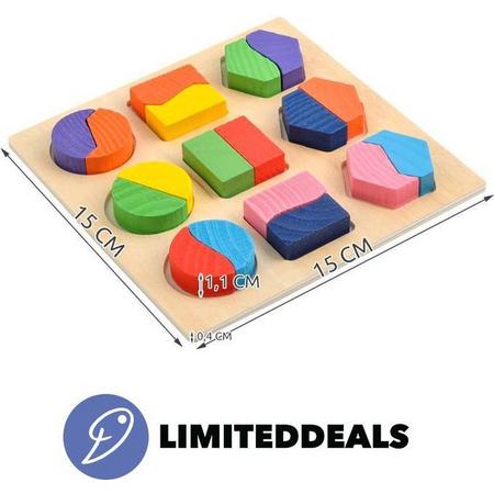 Houten Puzzel SET 18 kleurrijke stukjes - Legpuzzel bouw blokjes - Kinderpuzzel - LimitedDeals
