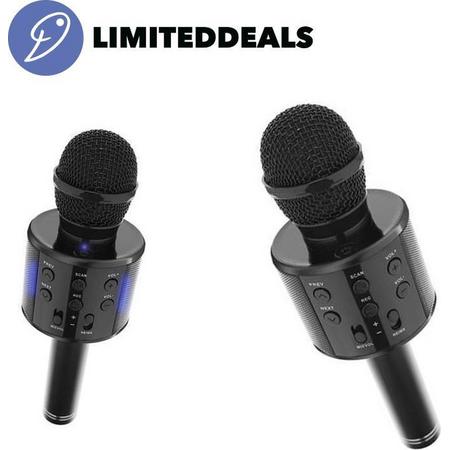 Karaoke microfoon met speaker en LED verlichting - Draadloze Bluetooth microfoon - Kinder karaoke microfoon - Zwart - LimitedDeals!