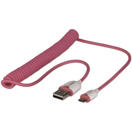 Lindy 1.6m USB 2.0 A - Micro-B 1.6m USB A Micro-USB B Mannelijk Mannelijk Roze USB-kabel