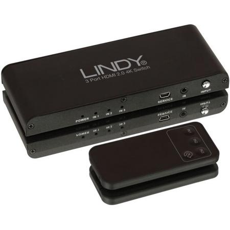 Lindy 3 poorten HDMI 2.0 4K UHD Switch