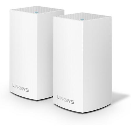 Linksys Velop Intelligent WiFi Mesh (Multiroom WiFi) Systeem - 2-pack, wit (AC2400)