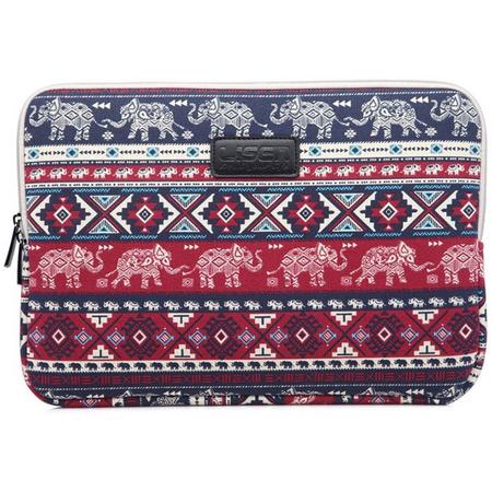 Lisen   Laptop Sleeve met olifanten tot 13 inch   Donkerrood/Donkerblauw