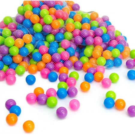 LittleTom 200 Baby Ballenbak Ballen met SGS-certificaat vanaf 0 Jaar – Ø 5,5cm – Pastel Multicolor Mix – gekleurde Kunststof Speelballen voor Binnen en Buiten