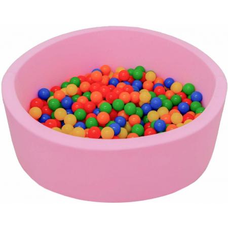 LittleTom OEKO-TEX – Knuffelig Ballenbak met 350 Babyballen – Set vanaf 0 Jaar – 90 x 30 cm – Ballenbad in Roze – Ø 5,5 cm Ballen – Multicolor Mix