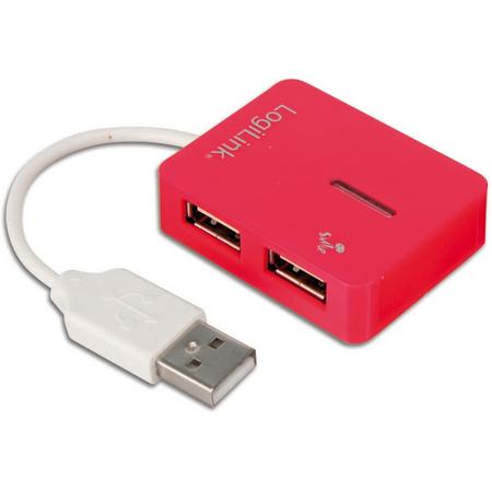LogiLink USB 2.0 Hub 4-Port, Smile, rot