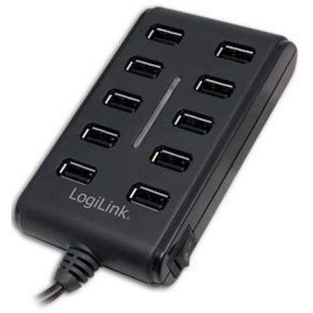 LogiLink USB2.0 10-Port USB2 Hub, Zwart