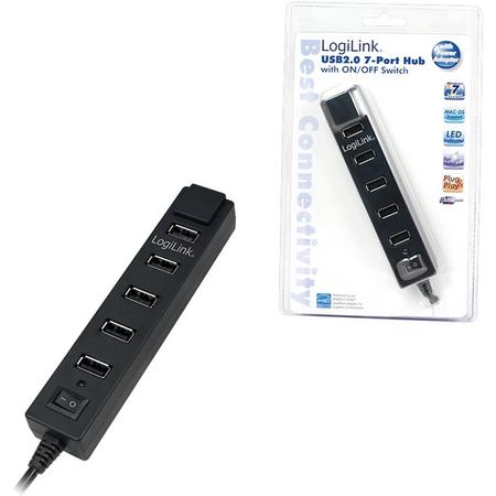 USB-HUB 7-Port LogiLink m. voeding zwart