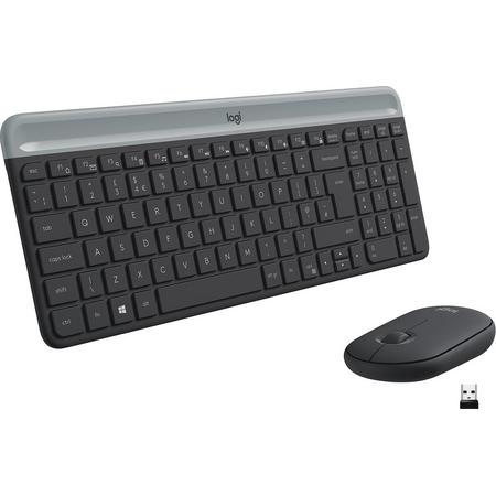 Logitech MK470 Slim Combo - Draadloos toetsenbord en muis - Zwart- AZERTY