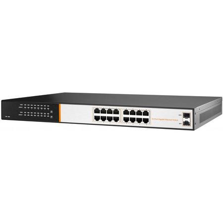 LOGON LNS1016G Unmanaged Gigabit Ethernet (10/100/1000) 1U Zwart, Wit netwerk-switch