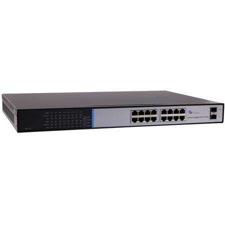 LOGON LPS1016G Unmanaged Gigabit Ethernet (10/100/1000) Power over Ethernet (PoE) 1U Zwart, Wit netwerk-switch