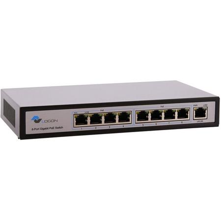 LOGON LPS1081G Unmanaged Gigabit Ethernet (10/100/1000) Power over Ethernet (PoE) Zwart, Wit netwerk-switch