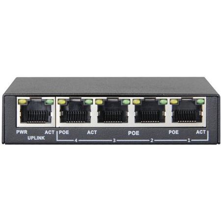 LOGON LPS504 Unmanaged Fast Ethernet (10/100) Power over Ethernet (PoE) Zwart netwerk-switch