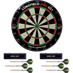 Dartbord Longfield professional 45.5 cm met 6x goede kwaliteit dartpijltjes - Darten voor thuis - Voordeelset