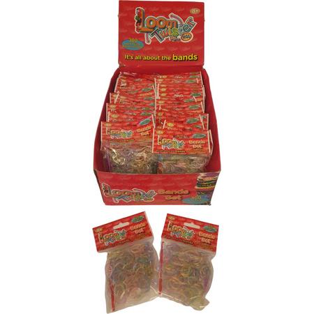 Loom Twister XXL box 14.400-delig - Glitter loombandjespakket met 48 haken en 48 zakjes s-clips