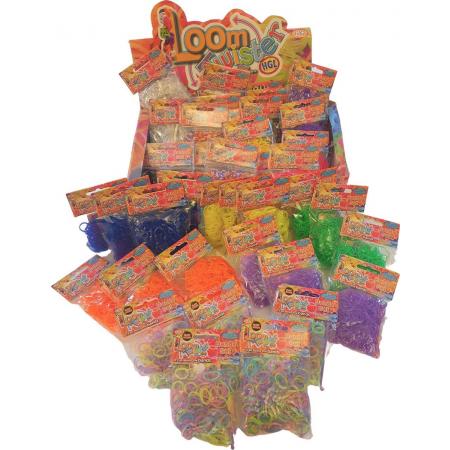 Loombandjes XXL multikleur pakket 14.400-delig - Verschillende kleuren loombandjes met 48 weefhaken, loomnaalden én 48 zakjes s-clips