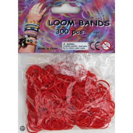 Bandjes Loom Bands 300 stuks: rood (37136)