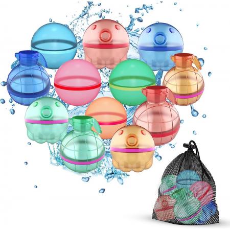 Loparr® Herbruikbare waterballonnen 12 st. - Waterballonnen zelfsluitend - Hervulbare waterballonnen - Waterballonnen - Water speelgoed - Inclusief opbergzakje