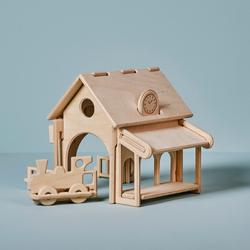   - Treinstation - gemaakt in Nederland van duurzaam hout - houten speelgoed trein station -voor kinderen vanaf 3 jaar