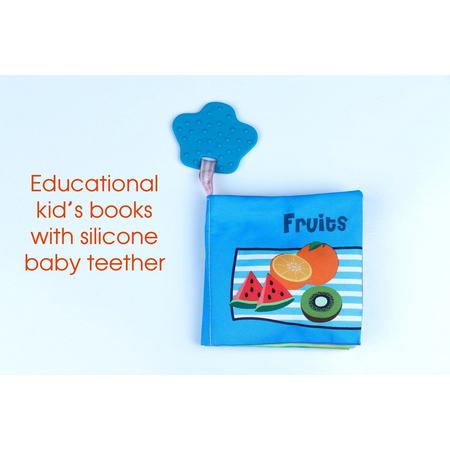 Babyboekje met bijtring /Babyspeelgoed / Speelgoed voor 3 maanden-3 jaar oude Baby Jongens Meisjes Cadea/Babyboekjes Leren speelgoed /baby book/ Bath book / fruits