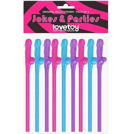 Willy Straws Various Colors Pack of 9