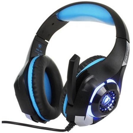 Gaming Headset 40mm Magnetische Neodymium Driver -  Met 2 x 3.5mm Audio Connectors - Zwart/Blauw