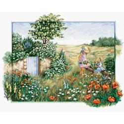Luca-s Borduurpakket Landscape with poppies - landschap met bloemen om te borduren bu4013