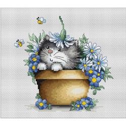 borduurpakket Kitten in Flowers - LUCA-S